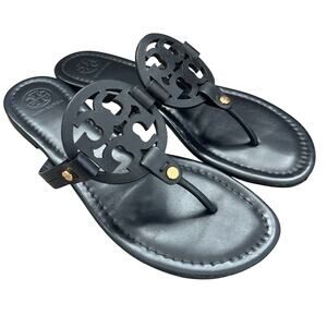 Tory Burch Miller Calf Leather Perfect Black Sandal Shoe Womens Size 8